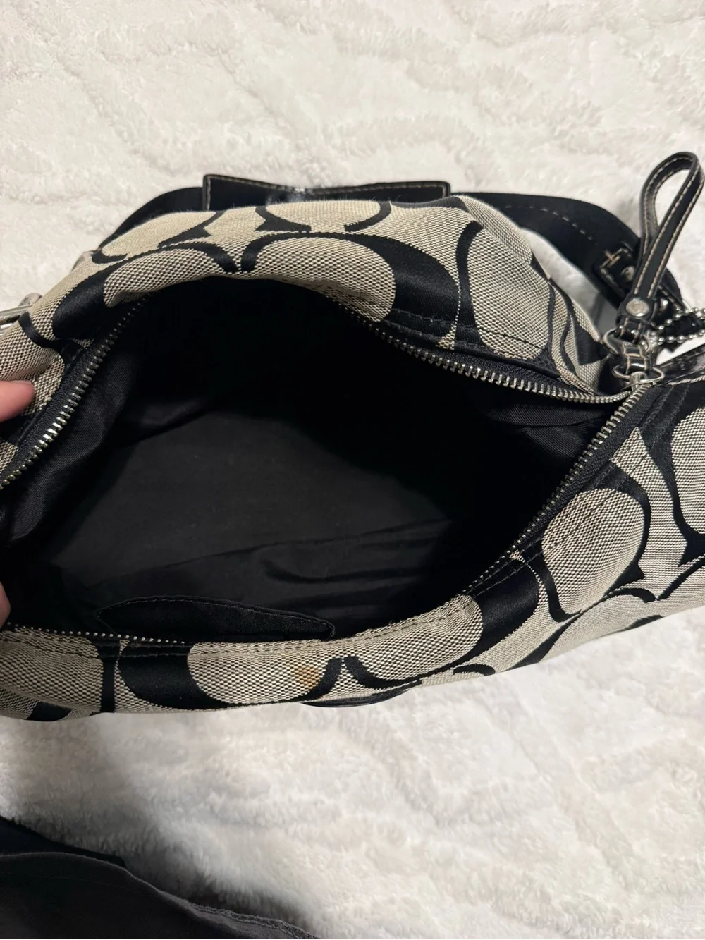 Coach Black and Gray Signature Shoulder Bag